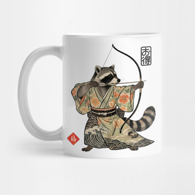 Raccoon Samauri Archery Japanese art aesthetic by Luxinda