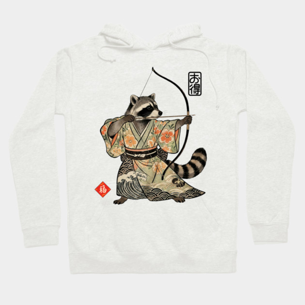 Raccoon Samauri Archery Japanese art aesthetic Hoodie by Luxinda