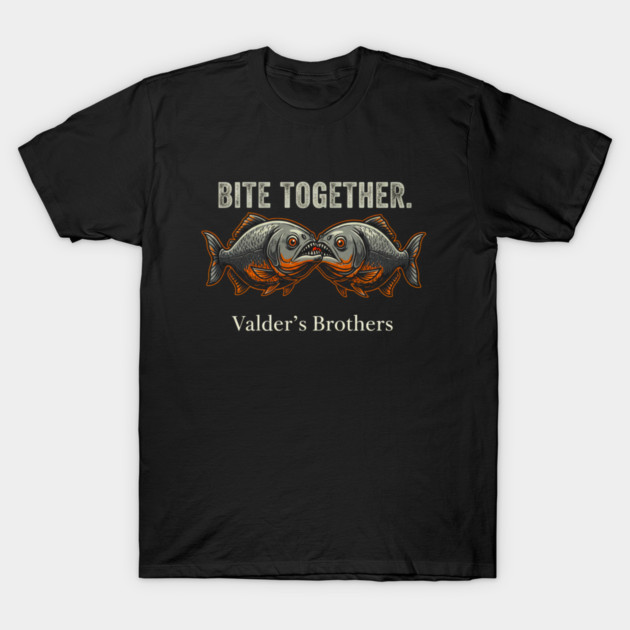 Bite Together Fish Graphic Tee – Fierce Twin Fish Brotherhood T-Shirt by Valder’s Brothers