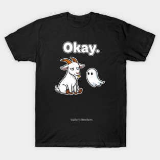 Funny Goat and Ghost Okay Design T-Shirt
