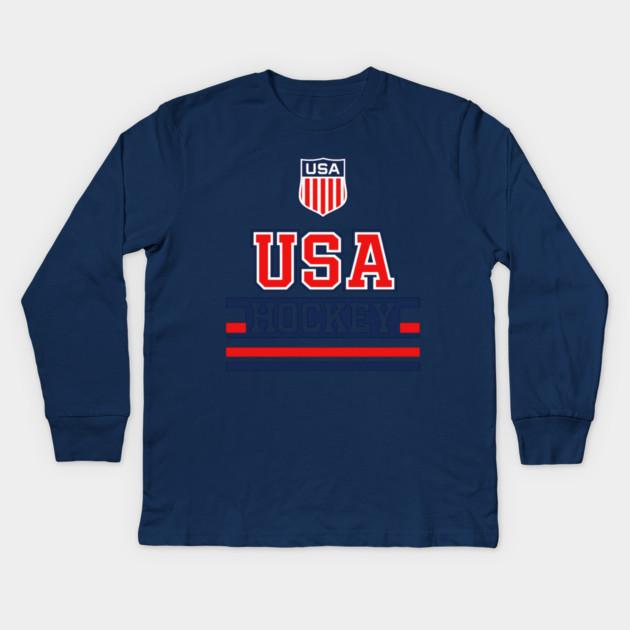USA Hockey Kids Long Sleeve T-Shirt by CrazyGirl