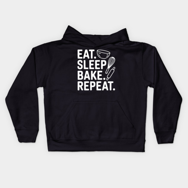 Eat . Sleep. Bake. Repeat. Kids Hoodie by Frank Ring
