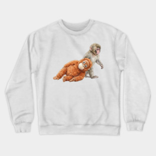 Baby Monkey Carrying Orangutan Primate Wildlife Animal Crewneck Sweatshirt