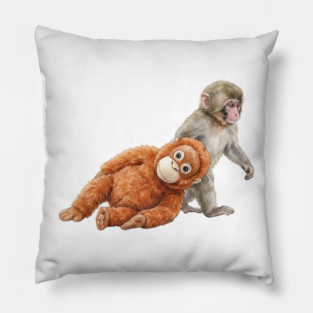 Baby Monkey Carrying Orangutan Primate Wildlife Animal Pillow