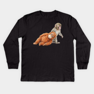 Baby Monkey Carrying Orangutan Primate Wildlife Animal Kids Long Sleeve T-Shirt