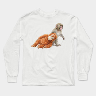 Baby Monkey Carrying Orangutan Primate Wildlife Animal Long Sleeve T-Shirt