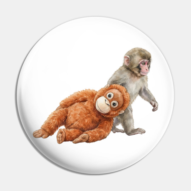 Baby Monkey Carrying Orangutan Primate Wildlife Animal Pin by ArtistTee ⭐⭐⭐⭐⭐