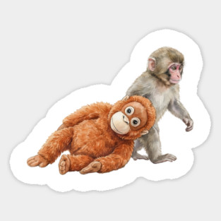 Baby Monkey Carrying Orangutan Primate Wildlife Animal Sticker