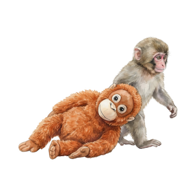 Baby Monkey Carrying Orangutan Primate Wildlife Animal by ArtistTee ⭐⭐⭐⭐⭐