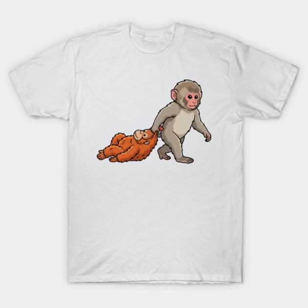 Monkey Pulling Orangutan Primate Animal Lover T-Shirt by ArtistTee ⭐⭐⭐⭐⭐