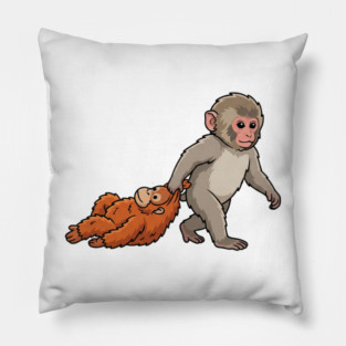 Monkey Pulling Orangutan Primate Animal Lover Pillow
