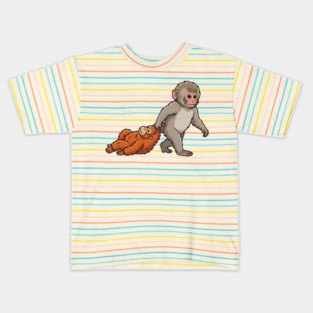 Monkey Pulling Orangutan Primate Animal Lover Kids T-Shirt