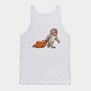 Monkey Pulling Orangutan Primate Animal Lover Tank Top