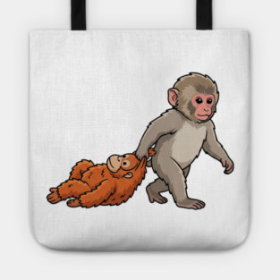 Monkey Pulling Orangutan Primate Animal Lover Tote