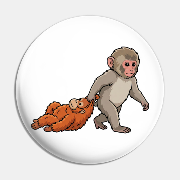 Monkey Pulling Orangutan Primate Animal Lover Pin by ArtistTee ⭐⭐⭐⭐⭐