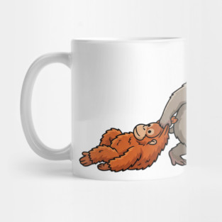 Monkey Pulling Orangutan Primate Animal Lover Mug