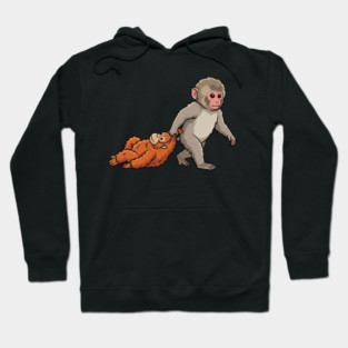 Monkey Pulling Orangutan Primate Animal Lover Hoodie