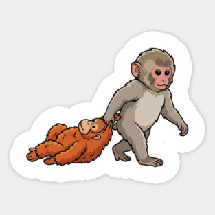 Monkey Pulling Orangutan Primate Animal Lover Sticker