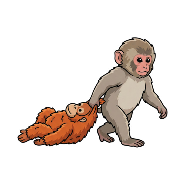Monkey Pulling Orangutan Primate Animal Lover by ArtistTee ⭐⭐⭐⭐⭐