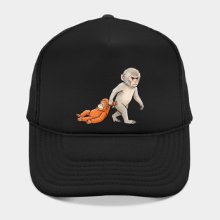 Funny Monkey Dragging Orangutan Primate Sibling Humor Hat