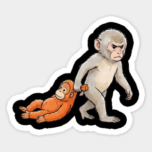 Funny Monkey Dragging Orangutan Primate Sibling Humor Magnet