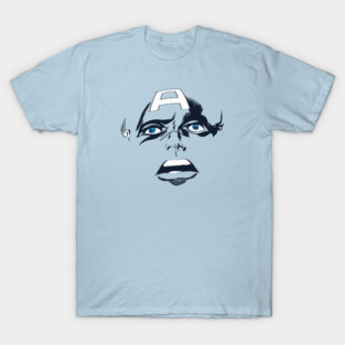 Captain America Blue eyes Face Design Style T-Shirt