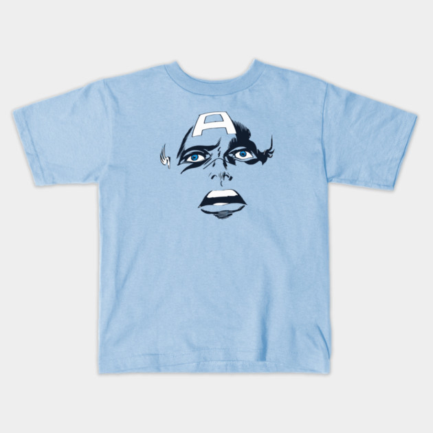 Captain America Blue eyes Face Design Style Kids T-Shirt by Joaddo