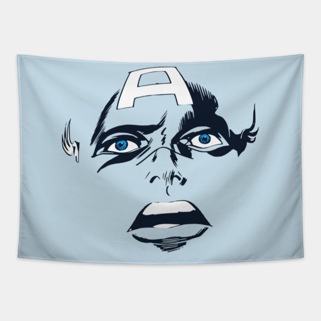Captain America Blue eyes Face Design Style Tapestry by Joaddo