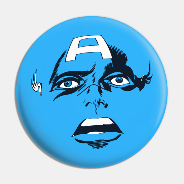 Captain America Blue eyes Face Design Style Pin by Joaddo