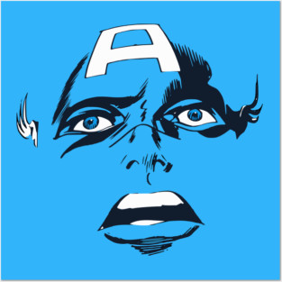 Captain America Blue eyes Face Design Style Posters and Art