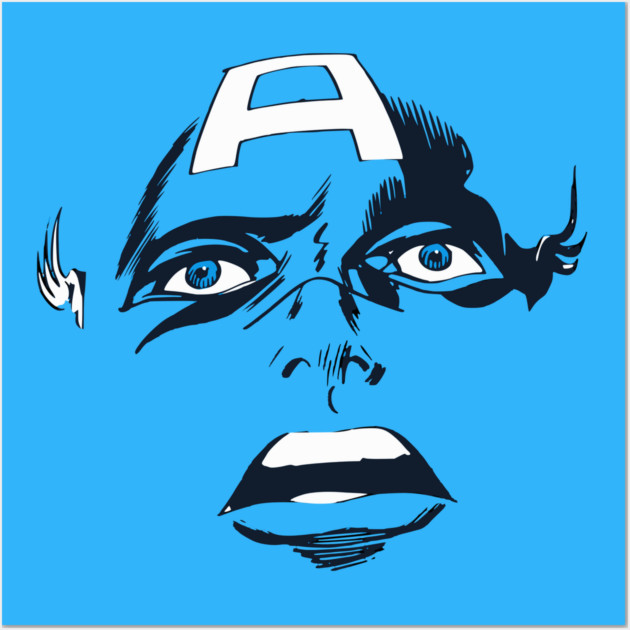 Captain America Blue eyes Face Design Style Wall Art by Joaddo
