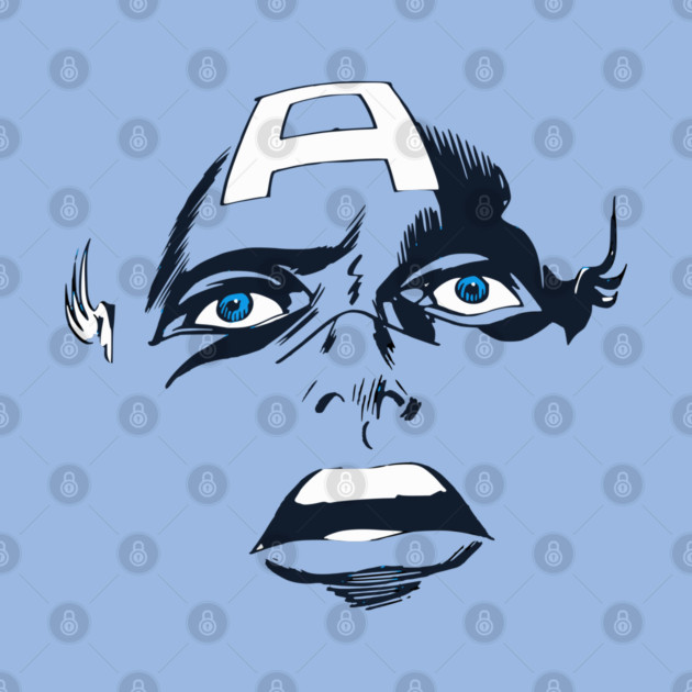 Captain America Blue eyes Face Design Style by Joaddo