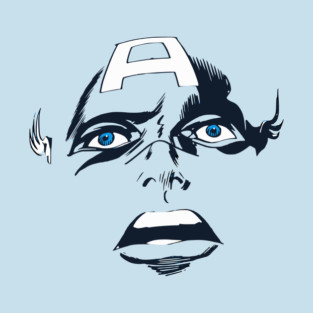 Captain America Blue eyes Face Design Style T-Shirt