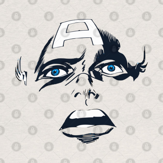 Captain America Blue eyes Face Design Style by Joaddo
