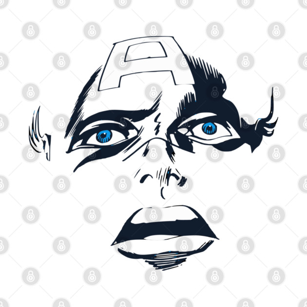 Captain America Blue eyes Face Design Style by Joaddo