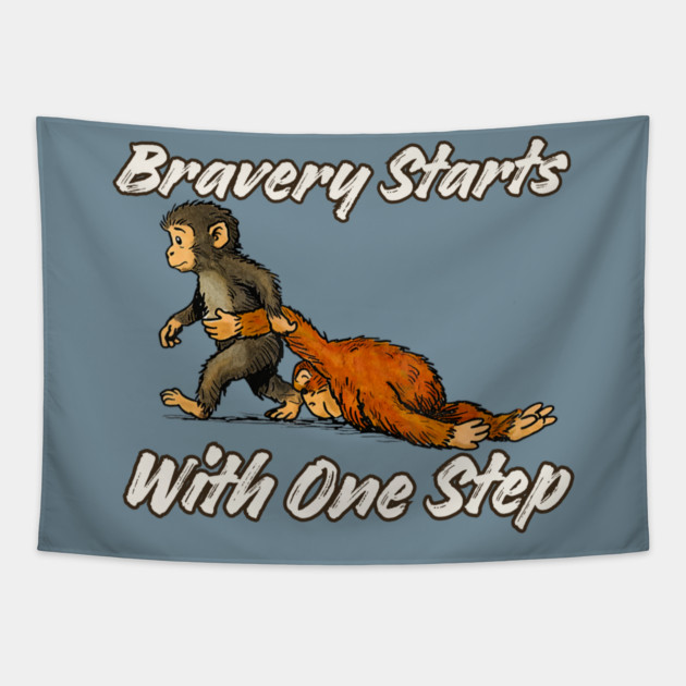 Punch-Monkey-Cute Baby Monkey Plush Hugging Tapestry by JessArty