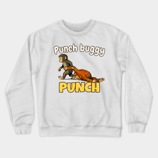 Punch-Monkey-Baby Monkey Punch Crewneck Sweatshirt by JessArty