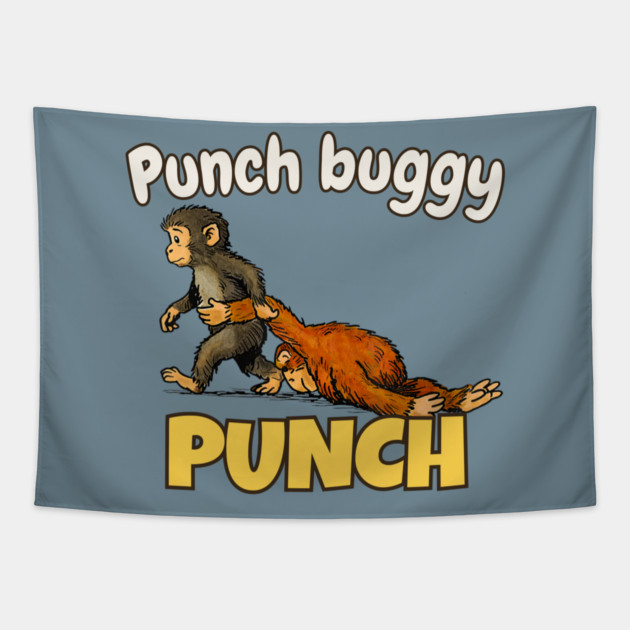 Punch-Monkey-Baby Monkey Punch Tapestry by JessArty