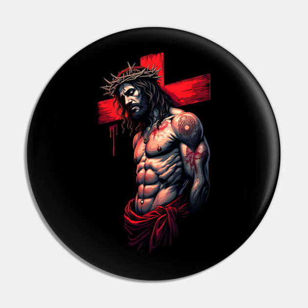 Jesus Christ Crown of Thorns & Red Cross Pin by animegirlnft