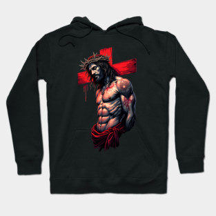 Jesus Christ Crown of Thorns & Red Cross Hoodie