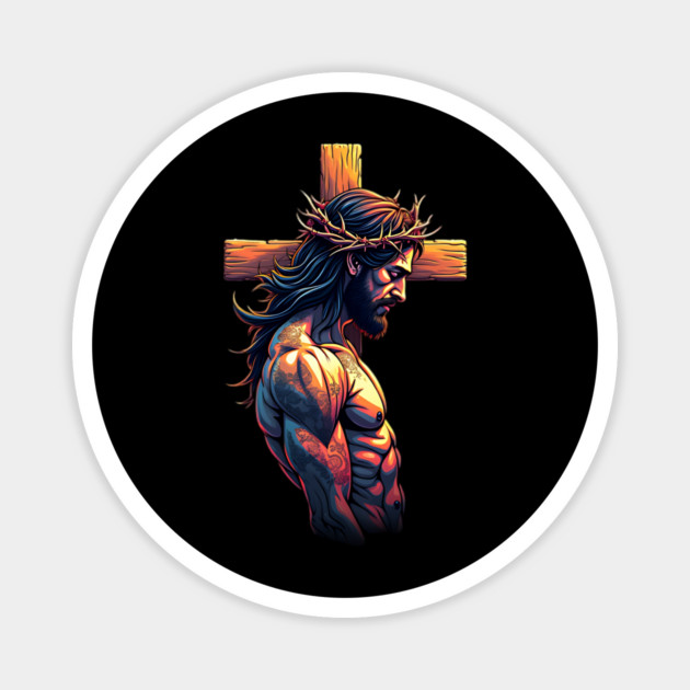 Cross of Jesus Christ Tattoo Art Magnet by animegirlnft