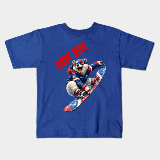 Bear Roll Kids T-Shirt by CrazyGirl