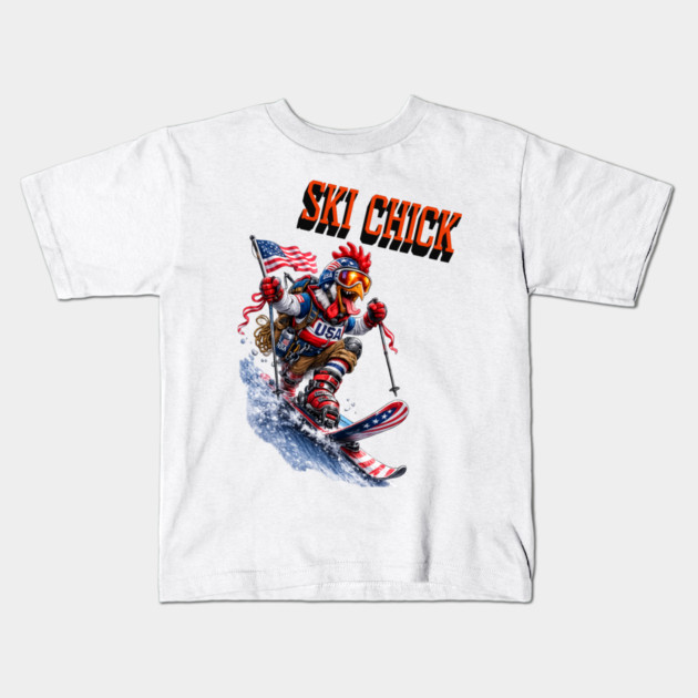 Ski Chick Kids T-Shirt by CrazyGirl