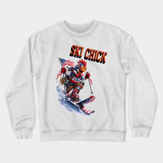 Ski Chick Crewneck Sweatshirt by CrazyGirl
