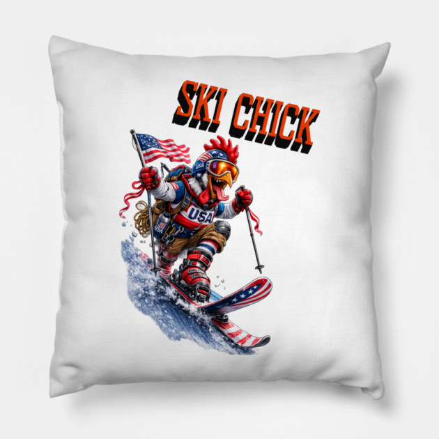 Ski Chick Pillow by CrazyGirl