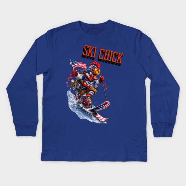 Ski Chick Kids Long Sleeve T-Shirt by CrazyGirl