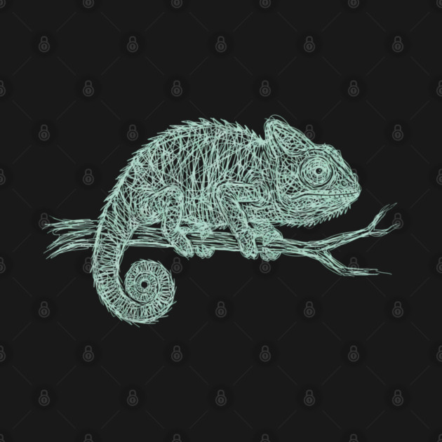 Mint Green Chameleon Line Art Graphic, Minimalist Reptile Illustration, Boho Wildlife Drawing, Aesthetic Nature Gift by Valder’s Brothers