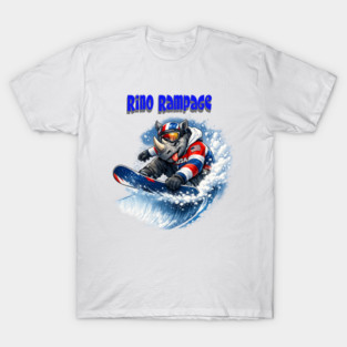 Rhino Rampage – USA Snowboard Shredder T-Shirt