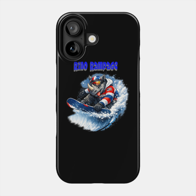 Rhino Rampage – USA Snowboard Shredder Phone Case by CrazyGirl