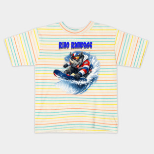 Rhino Rampage – USA Snowboard Shredder Kids T-Shirt